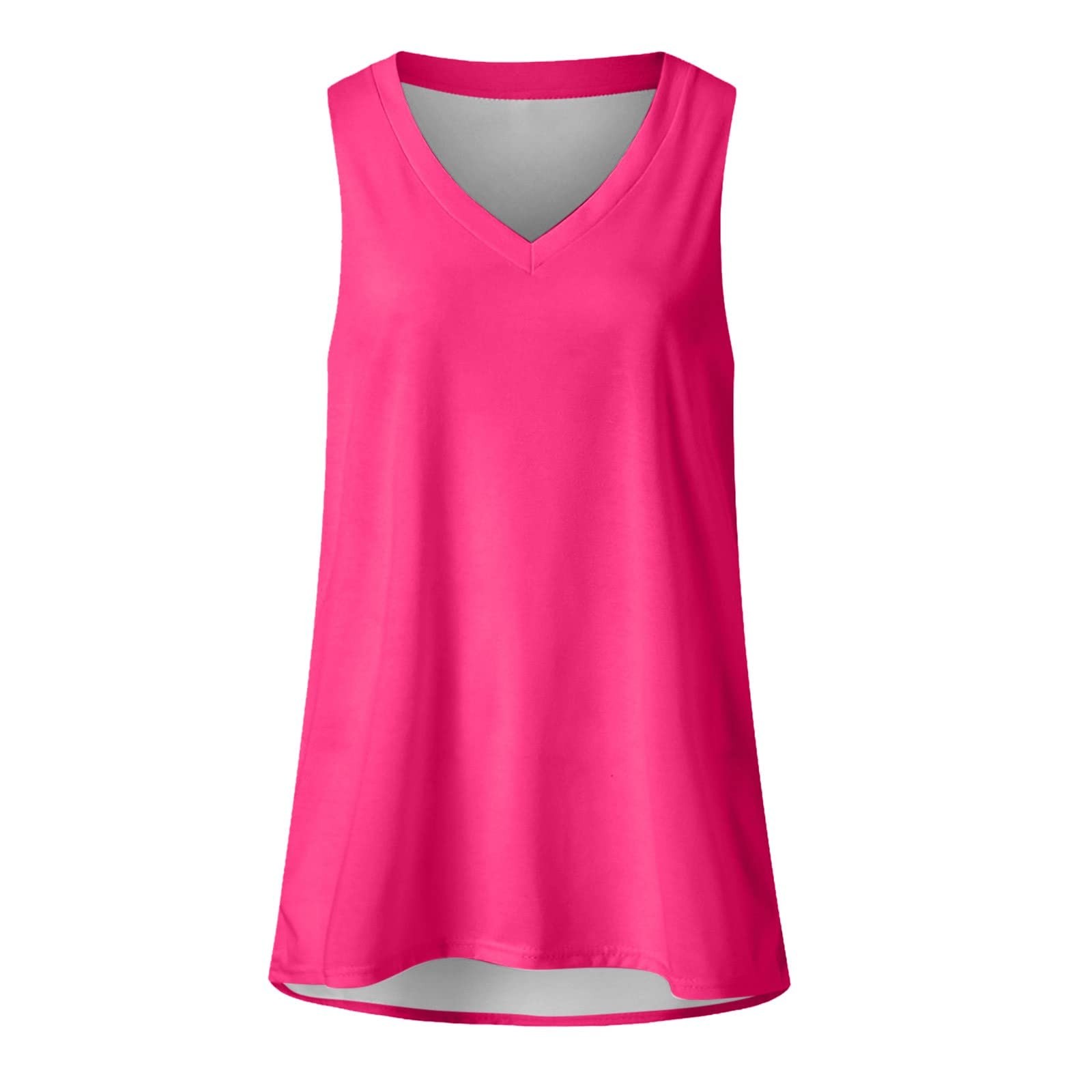 thumbnail image 4 of Camisa sin mangas con cuello en V para mujer para el verano: top informal oversize, poliéster/spandex, moda playera, tallas S-XXXXXL., 4 of 4